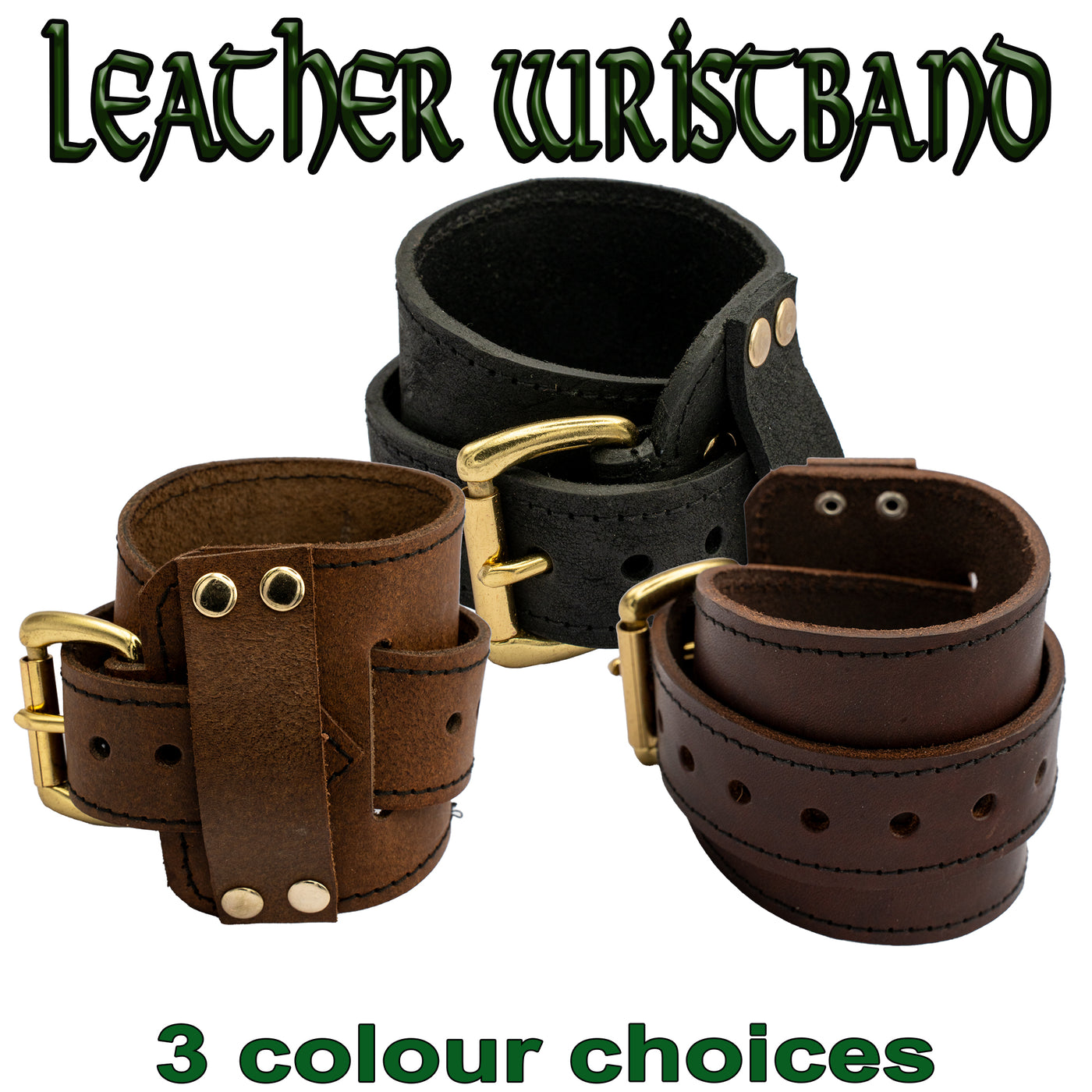 Wide Real Leather Wristband