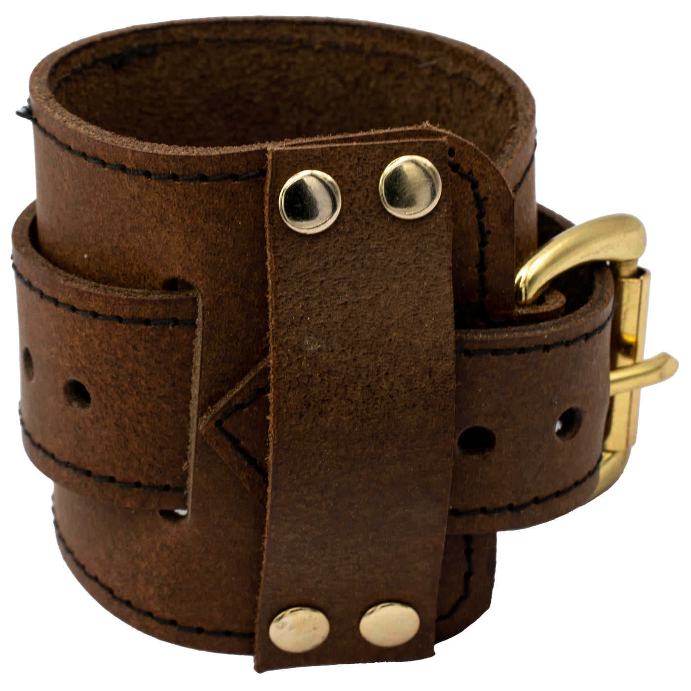 Wide Real Leather Wristband