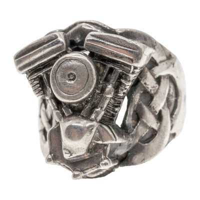V Twin Bike Engine Ring 925 sterling silver