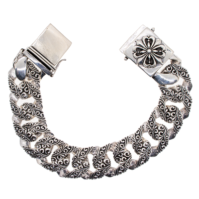 Flower Link Bracelet - .925 sterling silver