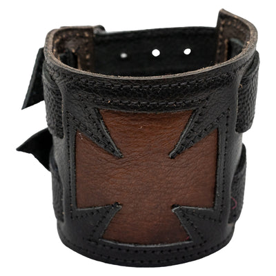 Iron Cross Leather Wristband