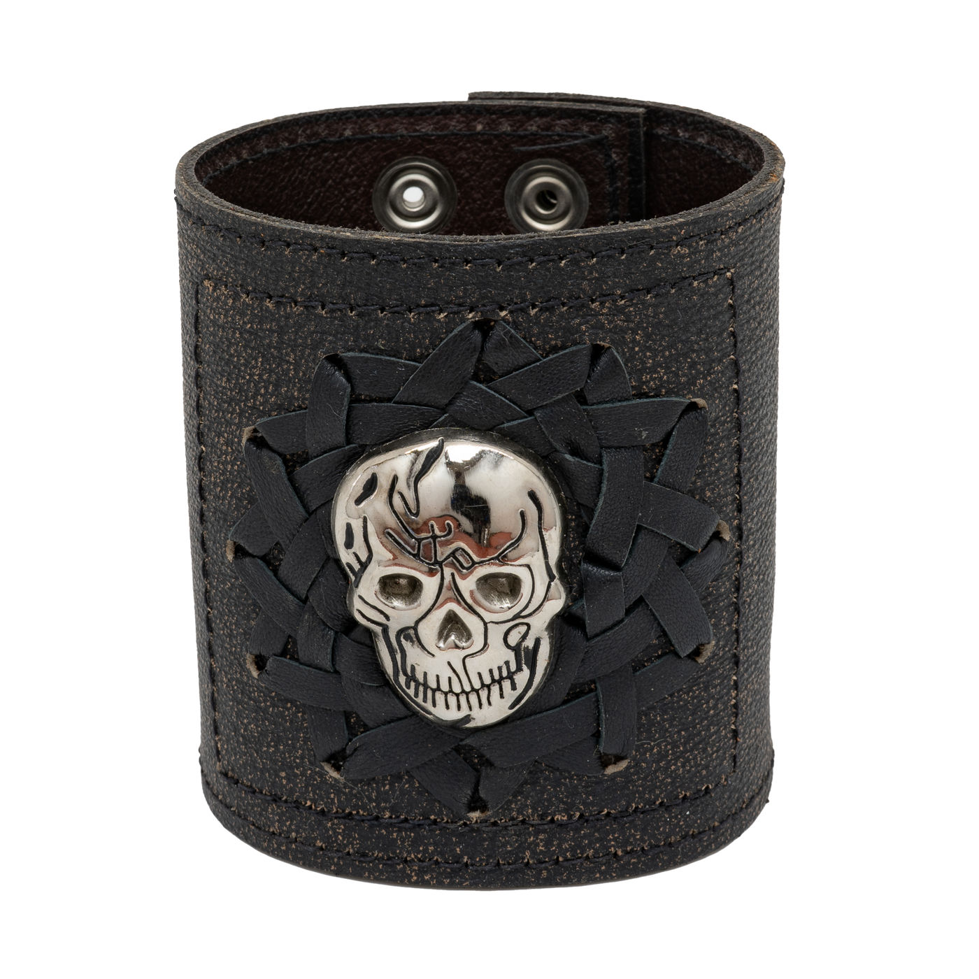 3D Skull Leather Wristband