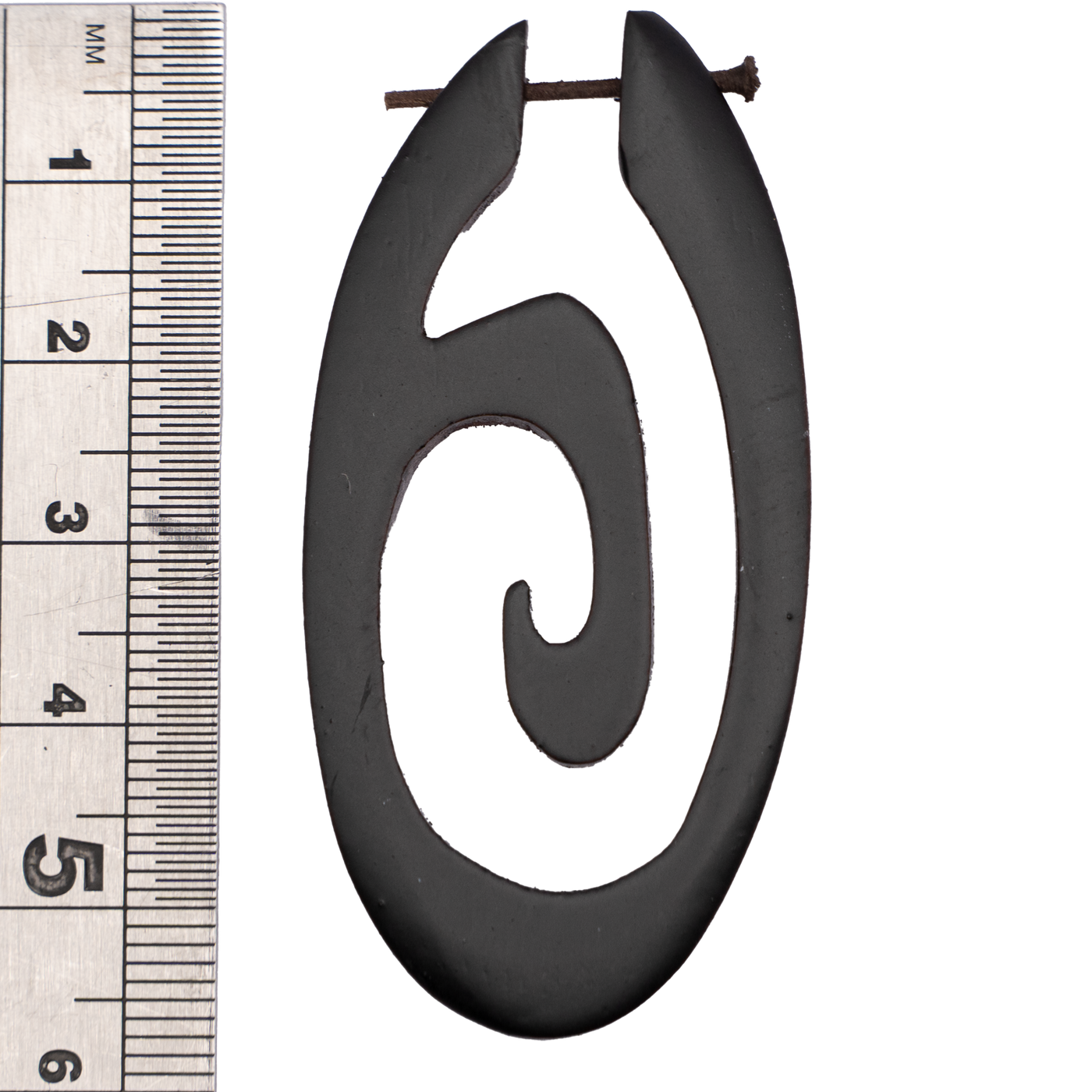 Wooden spiral shaped earrings approx. 6cm long