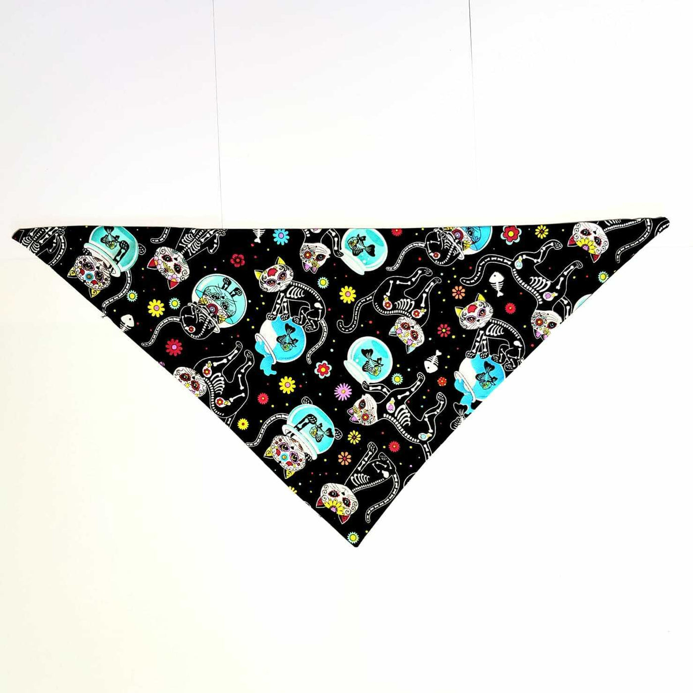 Day of the Dead Skeleton Cats Neckerchief - 100% Cotton Fabric