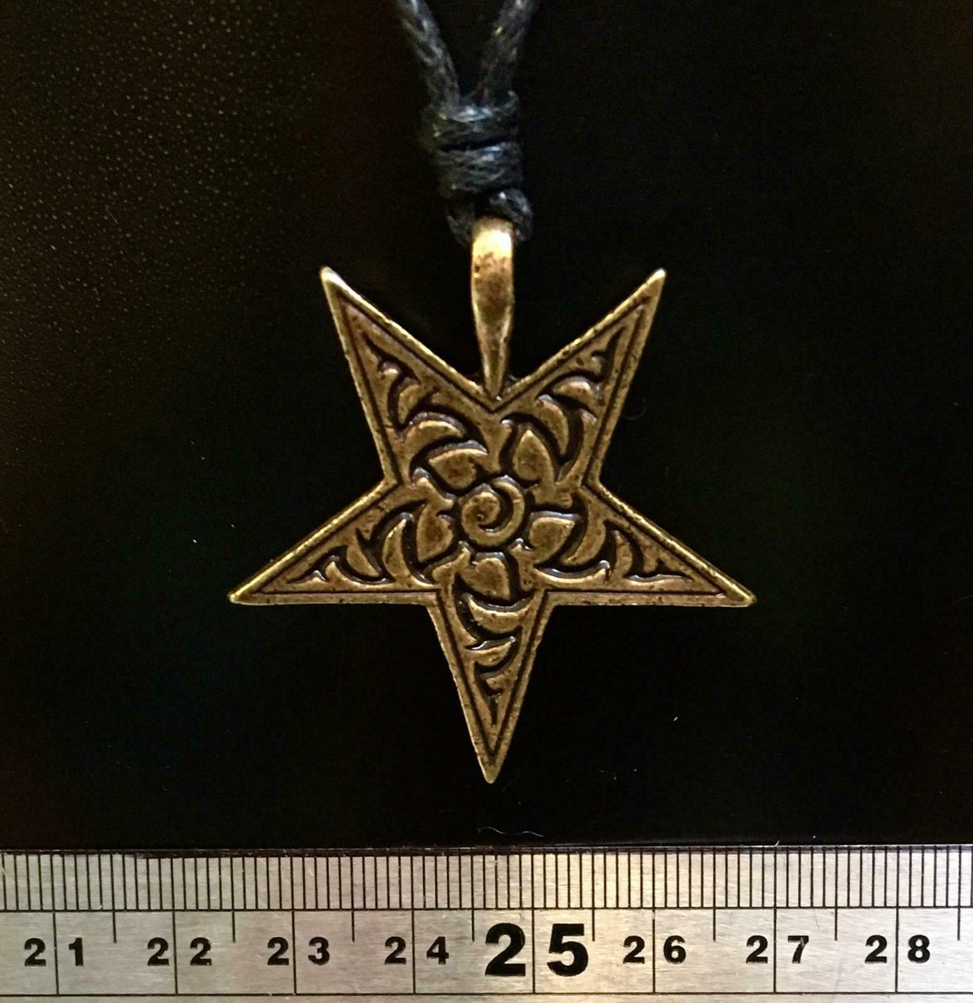 Tribal Star Pentagram Pewter Bronze Pendant Adjustable Cord Necklace Biker