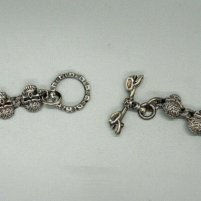 Silver Skull Link Necklace Chain Biker Gothic Viking Pagan Skeleton Gothic