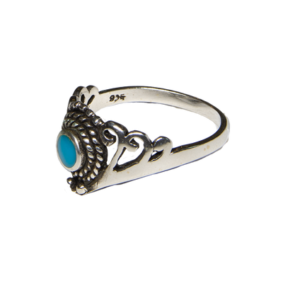 Turquoise Natural Gemstone Ring 925 silver Size L - R Gothic Pagan feeanddave