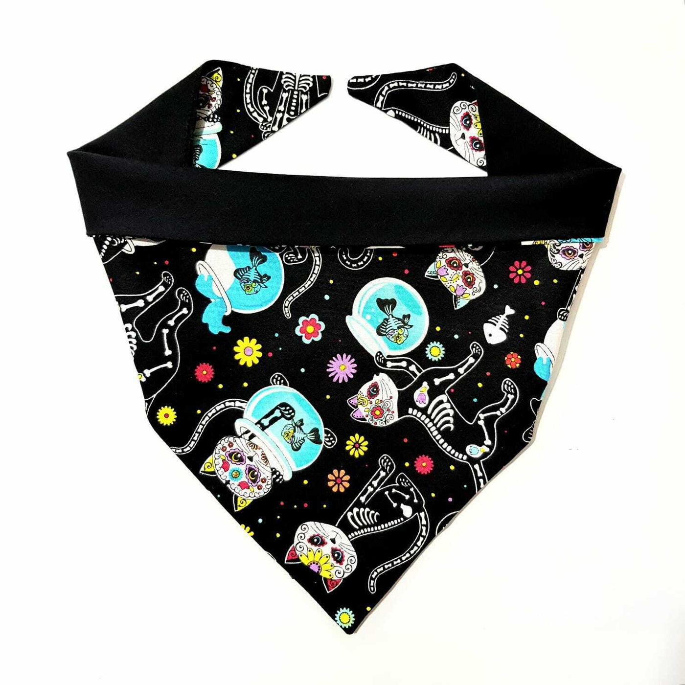 Day of the Dead Skeleton Cats Neckerchief - 100% Cotton Fabric