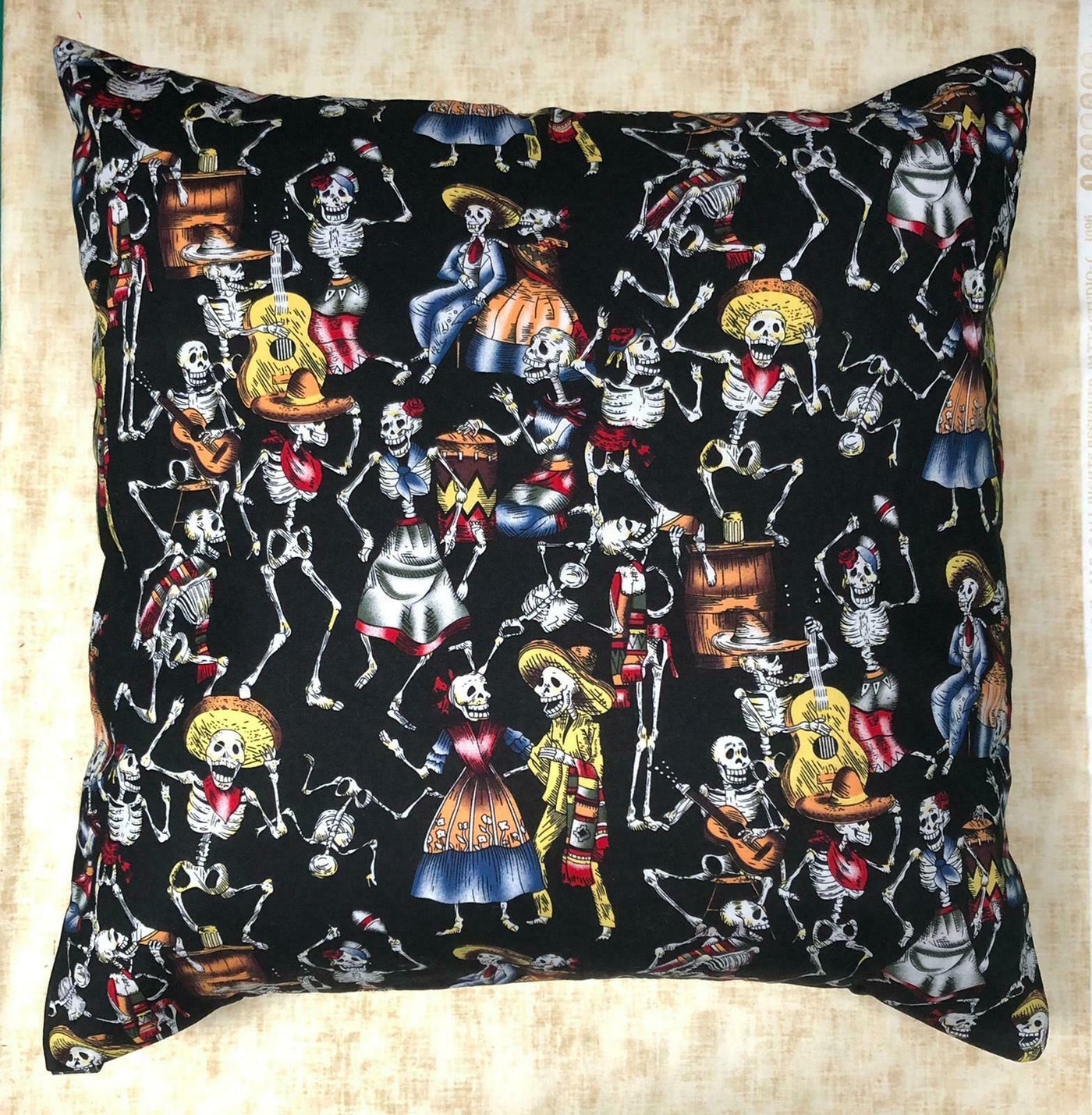 Day of the Dead Skeleton Band Cushion Cover Sofa Decorative Case to fit 18"x18"