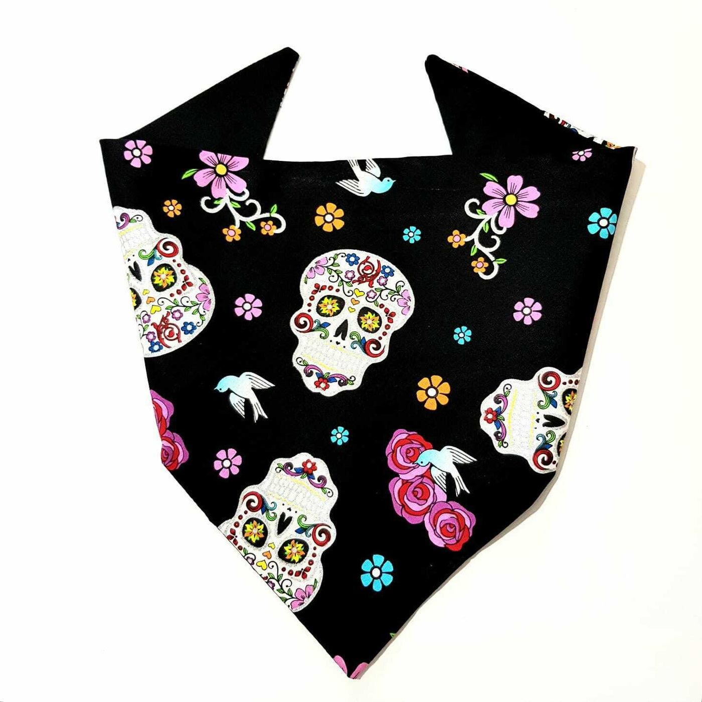 Day of the Dead Glitter Skull Neckerchief - Timeless Treasures - 100% Cotton Fabric