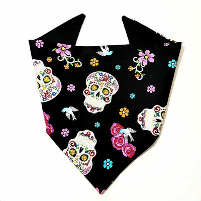 Day of the Dead Glitter Skull Neckerchief - Timeless Treasures - 100% Cotton Fabric