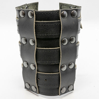 Leather Buckle Wrist Studded Cuff Wristband Arm Protector Biker Larp Viking