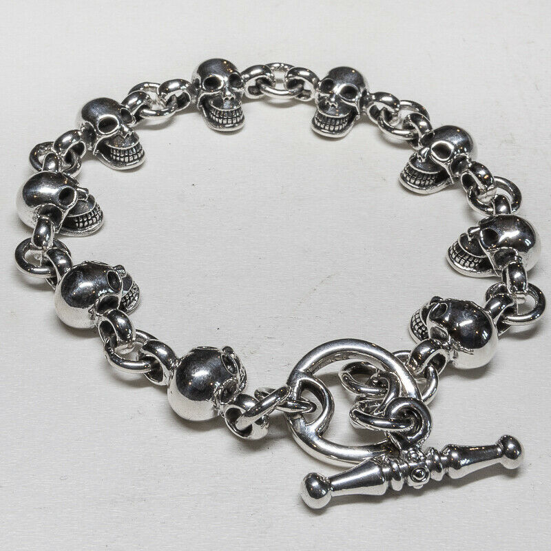 Skull Bracelet .925 silver Biker Gothic Pagan Celtic feeanddave