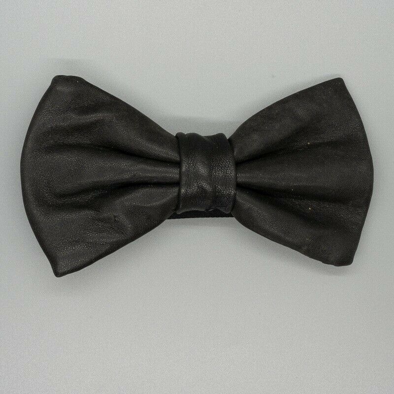 Black Leather Bow Tie - made from recycled leather