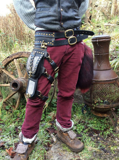 Leather Snakeskin Steampunk Leg Bag Hip Utility Pouch Belt holster cycling Biker