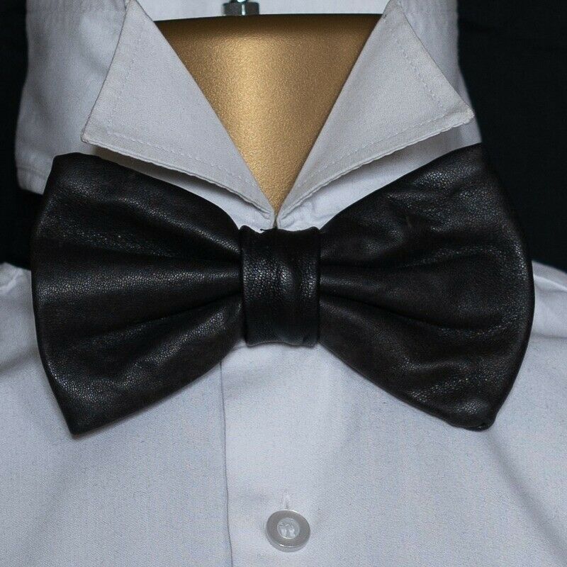 Black Leather Bow Tie - made from recycled leather