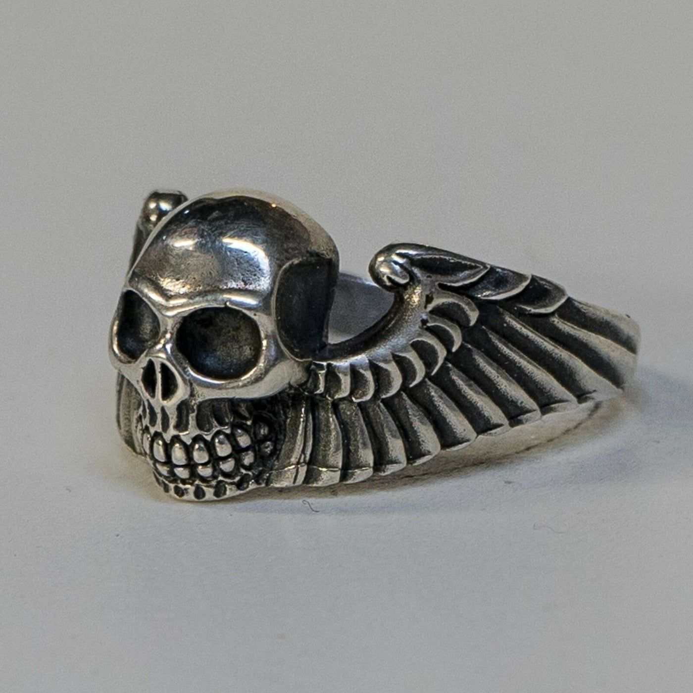 Winged Skull Ring ~ .925 sterling silver