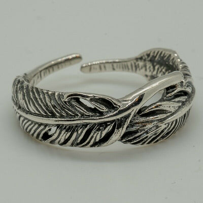 Feather Adjustable 925 sterling silver ring Thumb Finger Eagle Bird