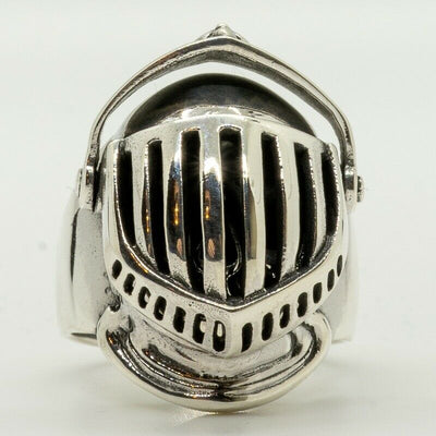 Sir Knight Skull Ring 925 sterling silver ring moveable visor armor