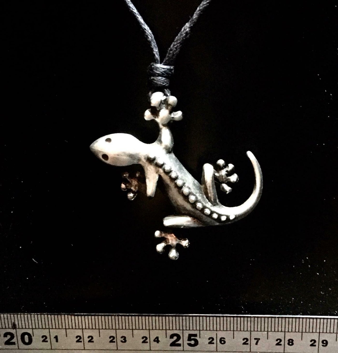 Gecko Lizard Salamander Pendant Gothic Goth Biker Necklace on adjustable cord
