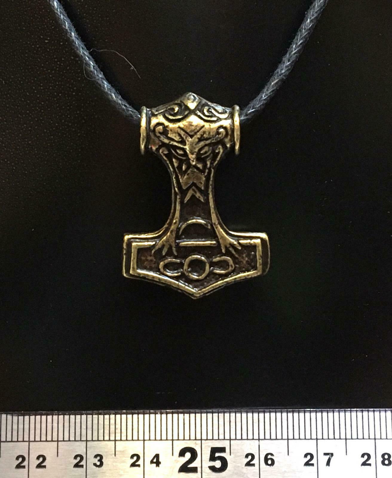 Thors Hammer Axe Pewter Bronze Pendant Mjolnir Odin Viking Adjustable Necklace
