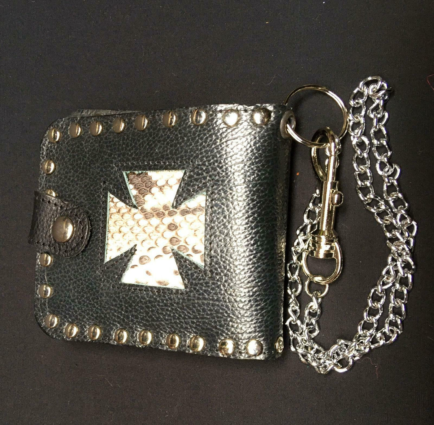 Iron Cross Genuine Python Snake Skin Leather Wallet
