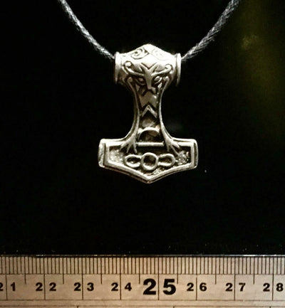 Thors Hammer Axe Pewter Bronze Pendant Mjolnir Odin Viking Adjustable Necklace