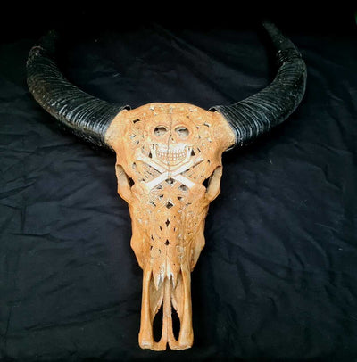 Carved Buffalo Skull Wall Hanging