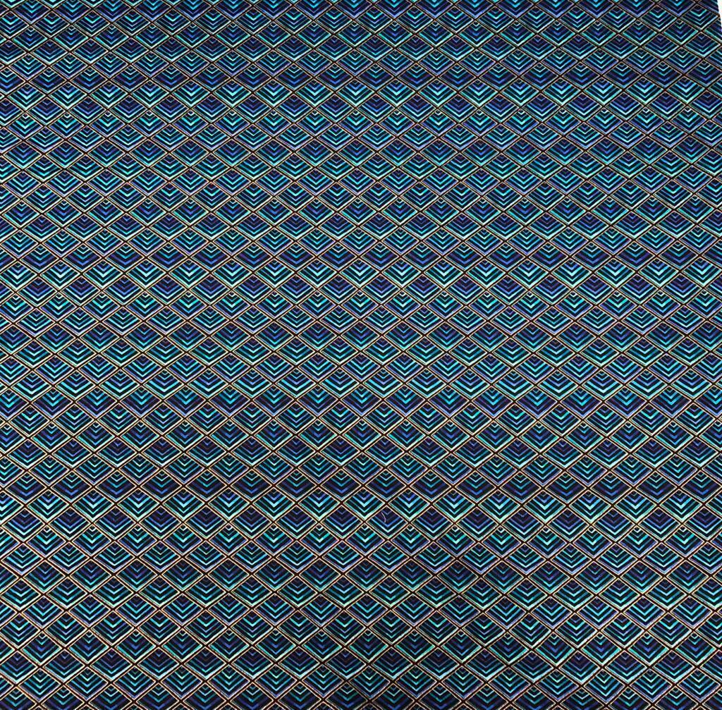Peacock Diamond Geo Square 100% Cotton Fabric