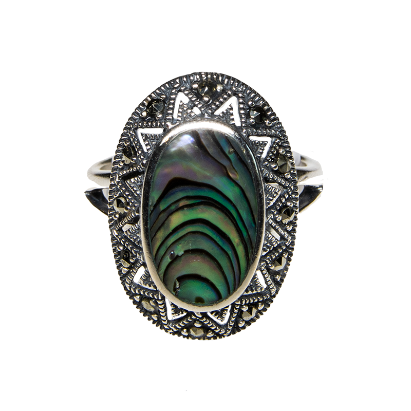 Paua Shell Abalone New Zealand Natural Ring 925 silver Sizes M-S feeanddave