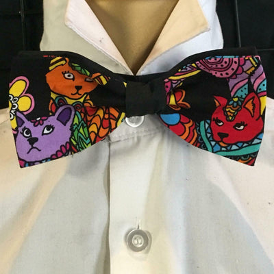 Mandala Cat Bowtie Dickie Hair Bow Prom Pre-Tied Suit feeanddave