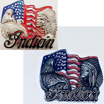 Indian Chief, Eagle & American Flag Belt Buckle