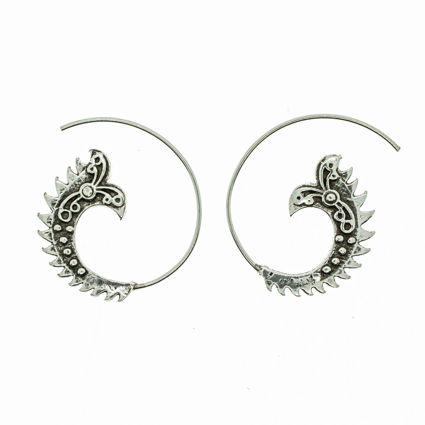 Dragon Tail Spiral Earring .925 Sterling Silver
