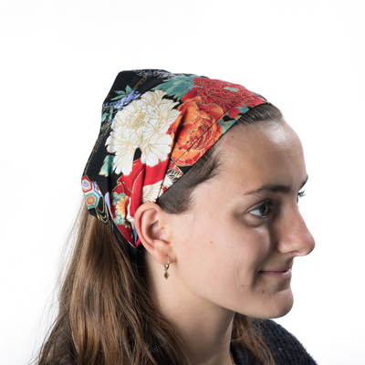 Oriental Flowers Headband ~ Handmade from 100% cotton
