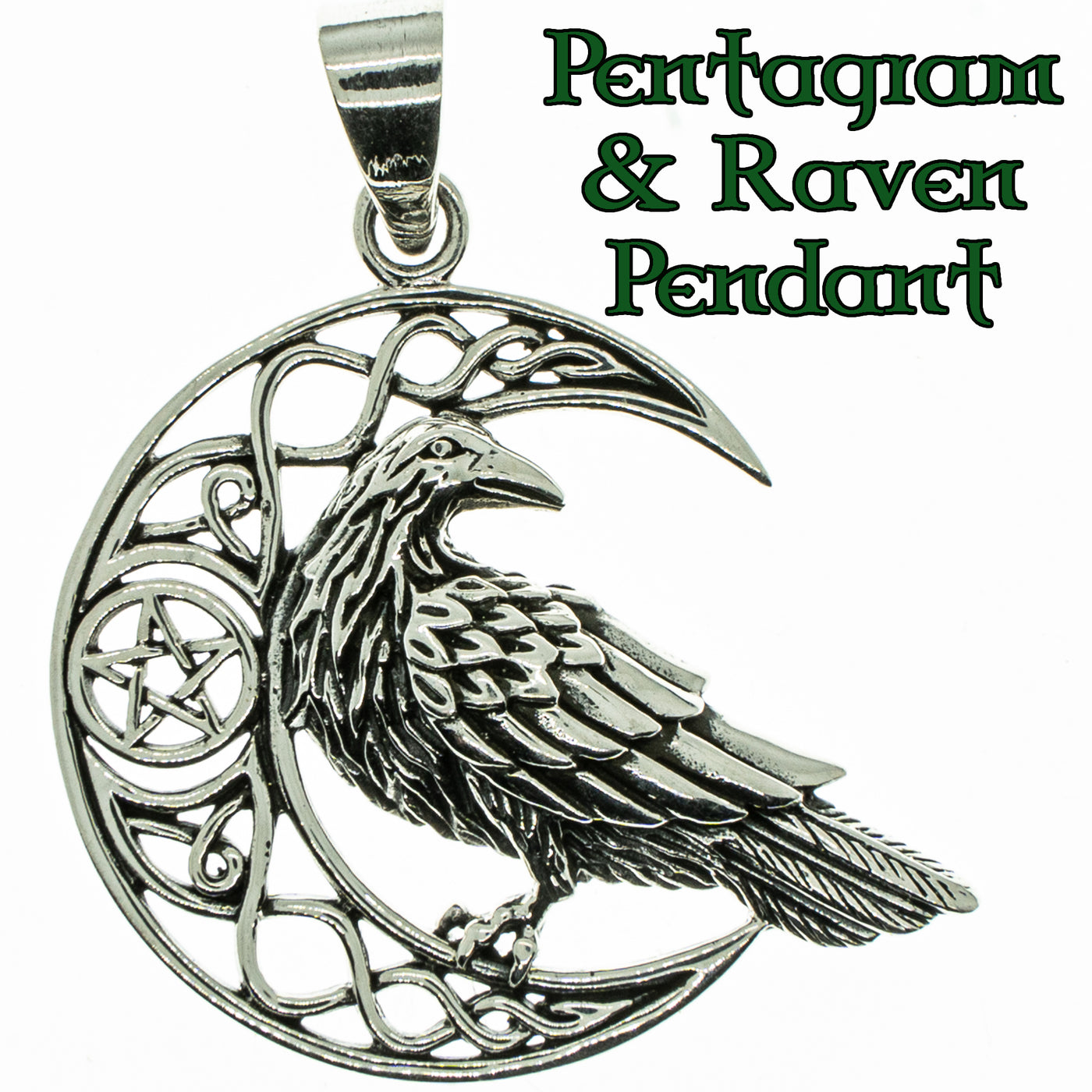 Moon & Raven Pendant 925 sterling silver