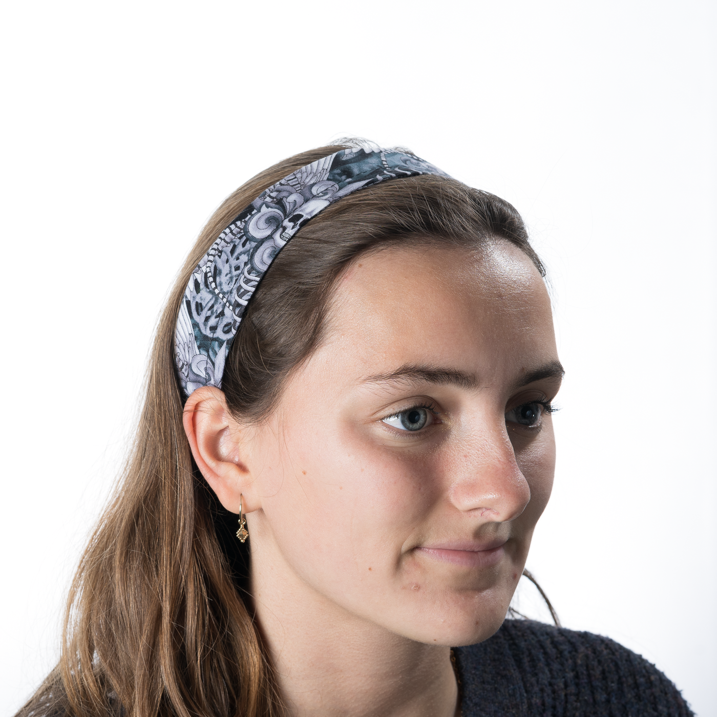 Winged Skull & Vertebrae Headband ~ Handmade from 100% cotton