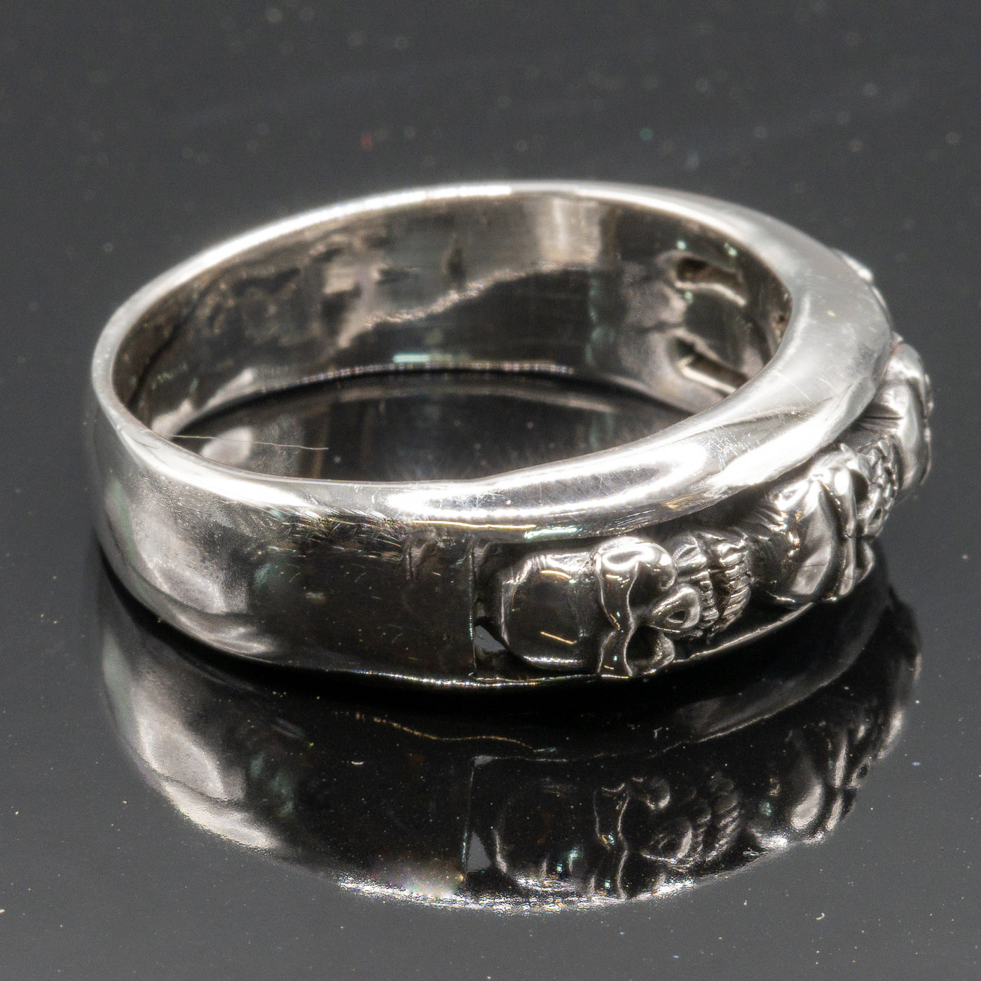 Skull Band Ring ~ 925 Sterling Silver (Size guide in Description)