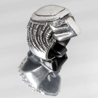 Predator Head Ring ~ .925 Sterling Silver & Cubic Zirconia