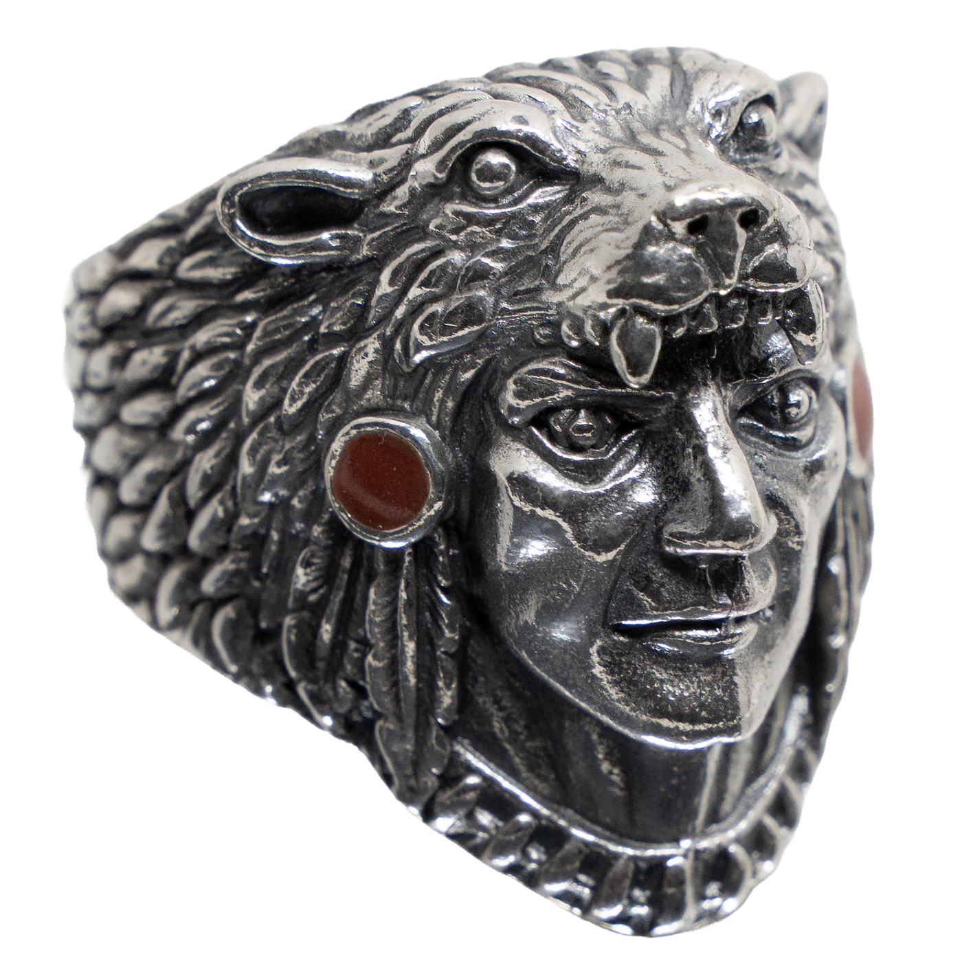 Turquoise Bear Navajo Influenced Indian Chief Cougar Exeter Chiefs silver Ring