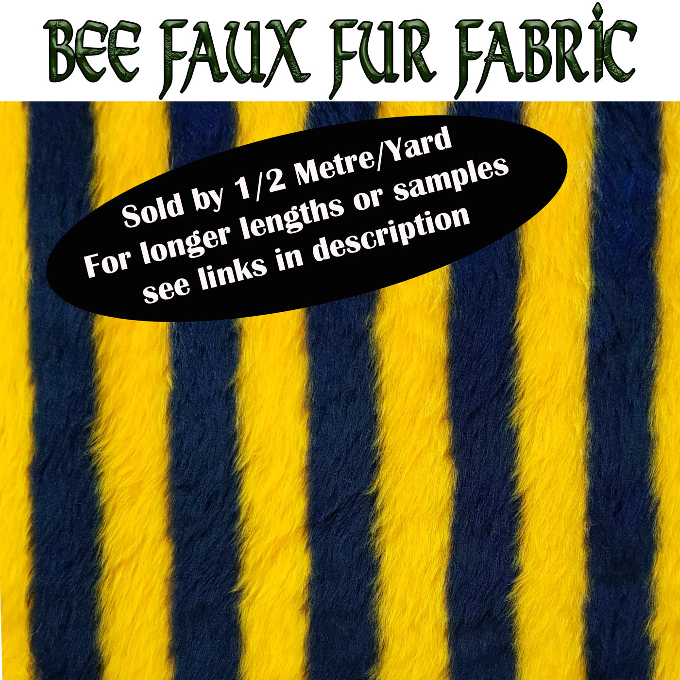 Bee Stripe Faux Fur Fabric - 150cm wide (60") Half Metre/Yard