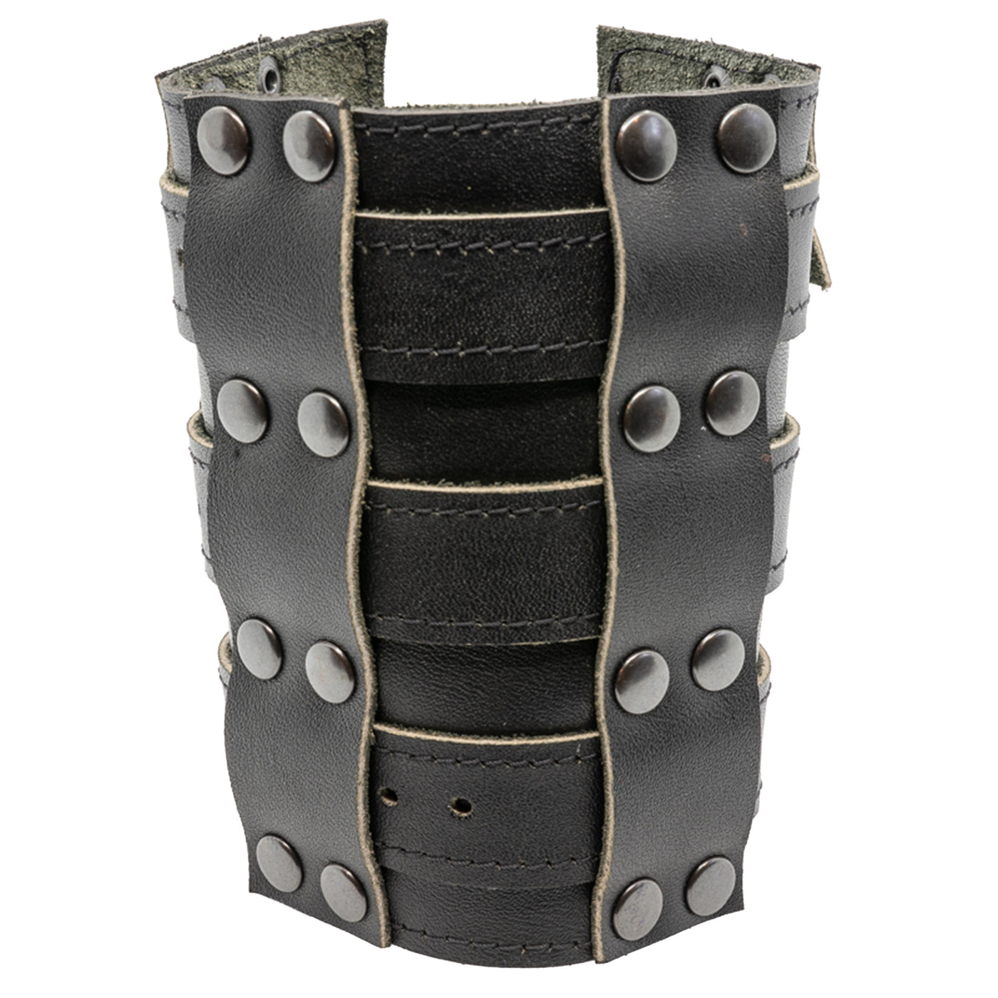 Black Wide real leather wristband with 3 strong buckles to secure it in place, perfect arm/wrist support and looks great on.