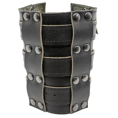 Black Wide real leather wristband with 3 strong buckles to secure it in place, perfect arm/wrist support and looks great on.