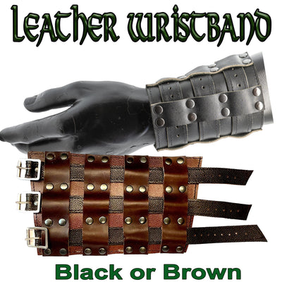 Wide real leather wristband with 3 strong buckles to secure it in place, perfect arm/wrist support and looks great on.