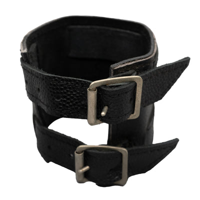Leather & Vintage Python Snakeskin Iron Cross Wristband
