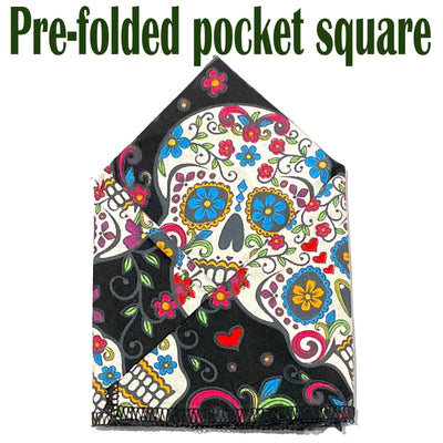 Black Candy Skull Pocket Square & Bow Tie