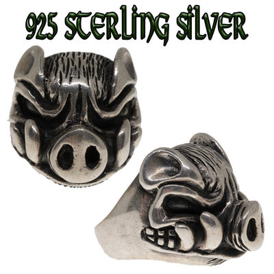 Wild Boar Ring ~ 925 Sterling Silver