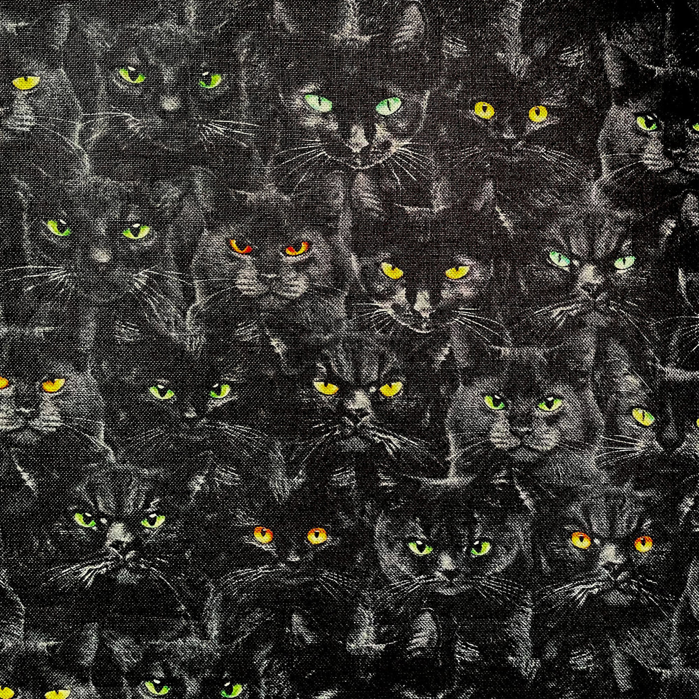 Lucky Black cats in rows on our handmade bandana 100% cotton.