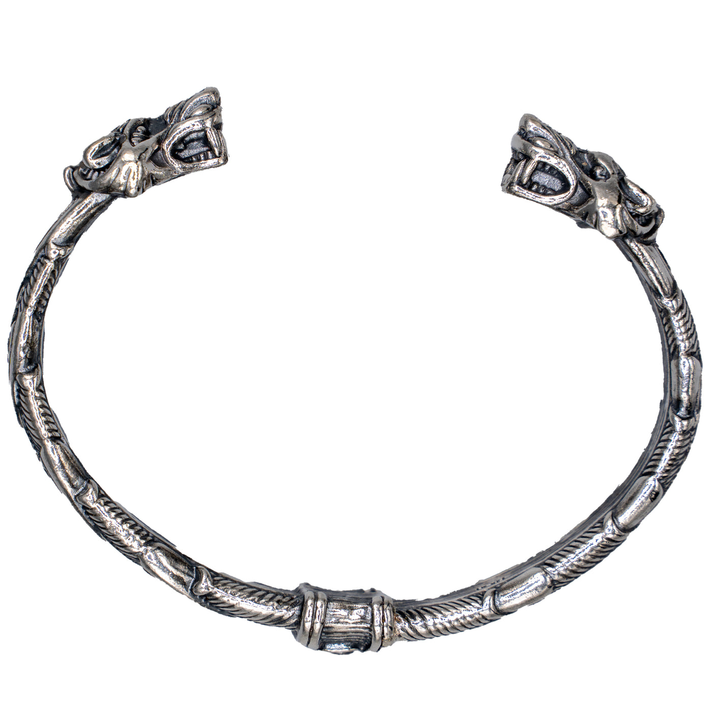 Celtic Wolf Torc/Bangle - .925 sterling silver