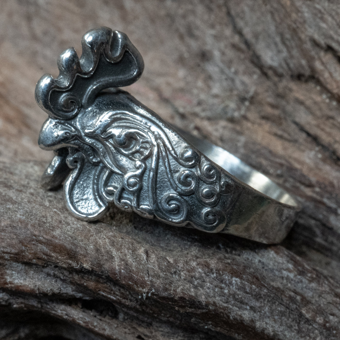 Chicken Head Ring ~ 925 Sterling Silver