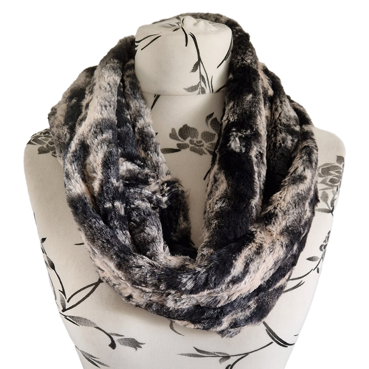 Infinity Scarf handmade from an ultra soft and fluffy luxurious Chinchilla faux fur fabric.  Wear it long or wrap it around your neck 2-3 times to keep you toasty warm
